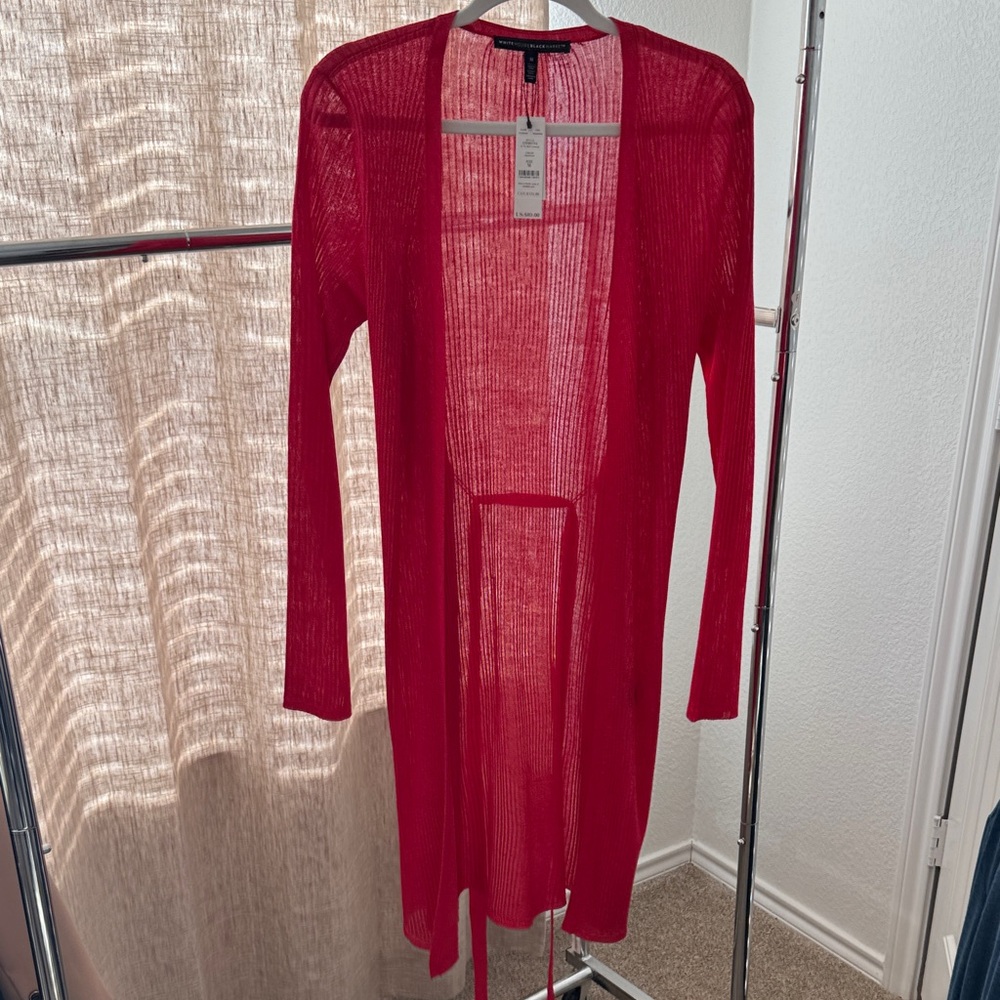 White House Black Market Red Sweater Cardigan